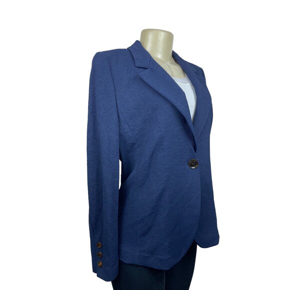 Giorgio Womens Textured Blazer Jacket Size 48 Blue Made In Italy - Picture 2 of 8